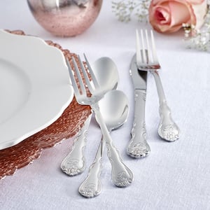 Bouquet Monogrammed Letter M 46-Piece Silver Stainless Steel Flatware Set (Service for 8)