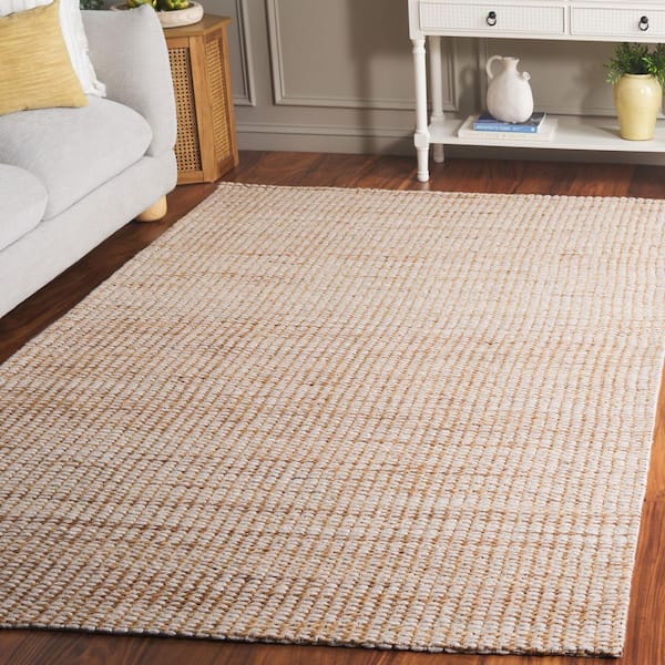 Natural Fiber 3 ft. x 5 ft. Natural/Ivory Solid Color Distressed Area Rug