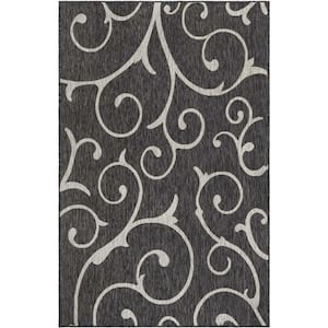Outdoor Curl Charcoal Gray 5 ft. x 8 ft. Area Rug