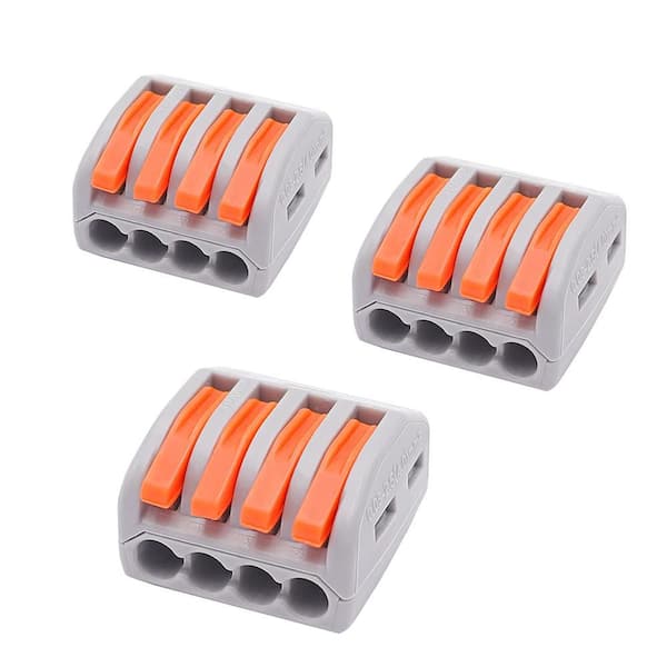 4 Port Lever Nut Compact Wire Connectors for Multiple Wire Types, 25-Pack