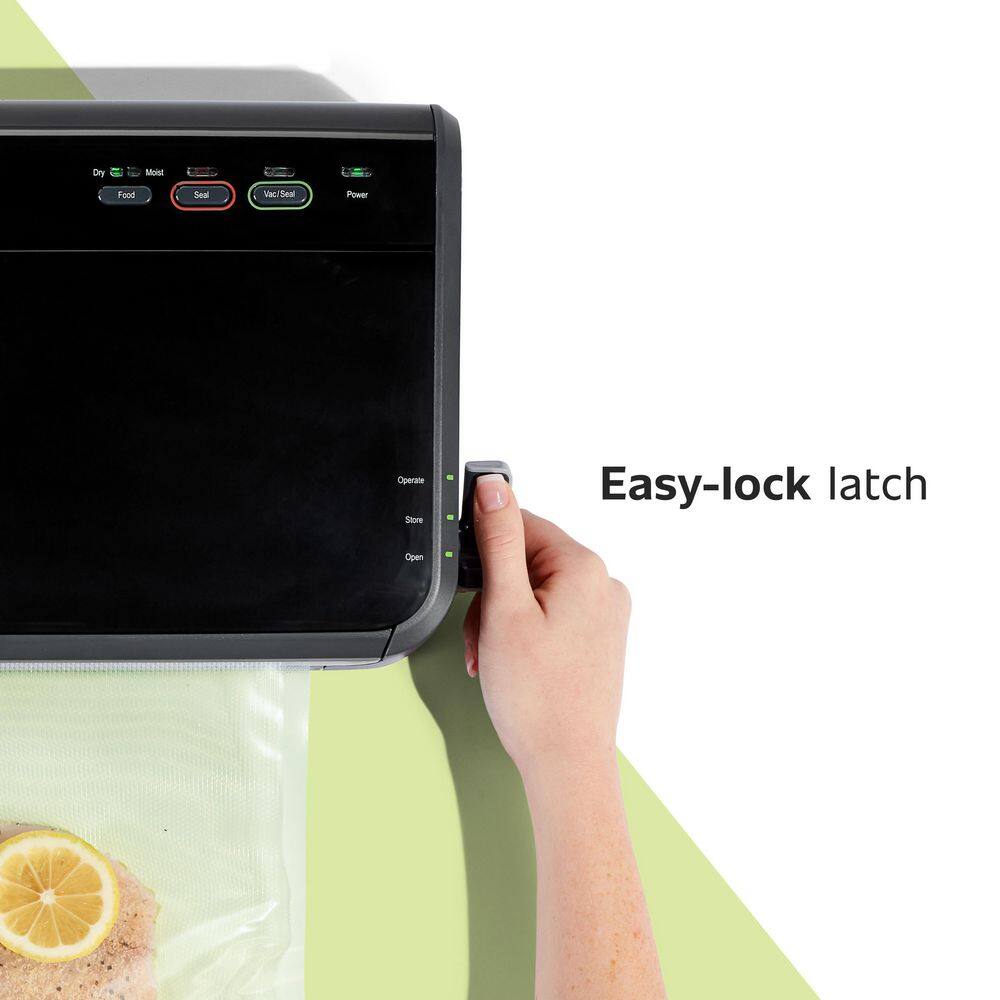 Black Stainless Steel 2-in-1 Food Vacuum Sealer with Bag Cutter