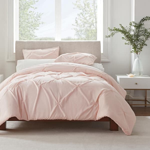 Serta Simply Clean 3-Piece Blush Pleated Microfiber King Comforter Set