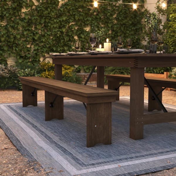 Rustic wood dining cheap bench