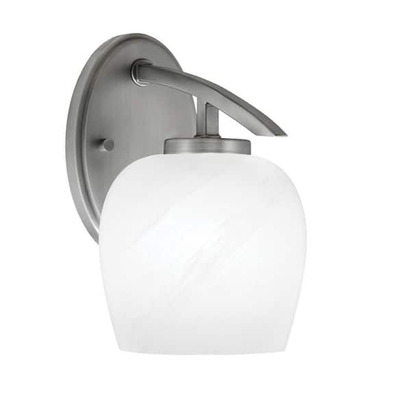 Siena 1-Light Graphite Downlight Wall Sconce with White Marble Glass ...