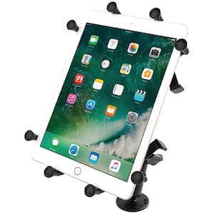Ram Flat Surface Mount With LONG Double Socket Arm & Universal X-Grip Cradle for 10 in. Large Tablets