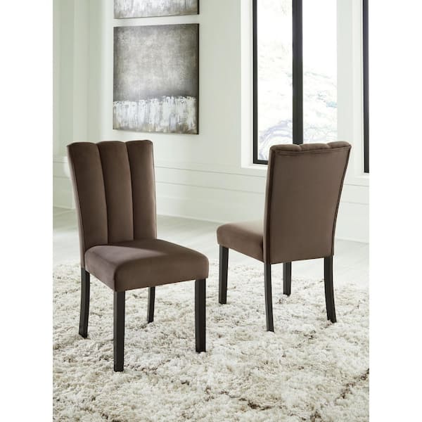 Jazmore Brown Polyester with Cushion and Solid Wood Frame Side Chair (Set of 2)