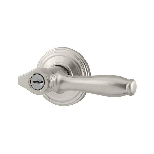 Kwikset Ashfield Satin Nickel Keyed Entry Door Lever