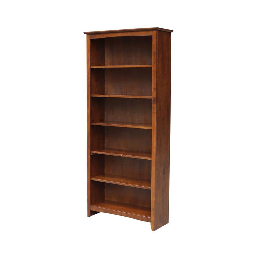 Espresso Adjustable Solid Wood Shaker Bookshelf