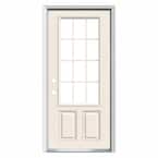 36 in. x 80 in. 12-Lite Primed Steel Prehung Right-Hand Inswing Prehung Front Door with Brickmould