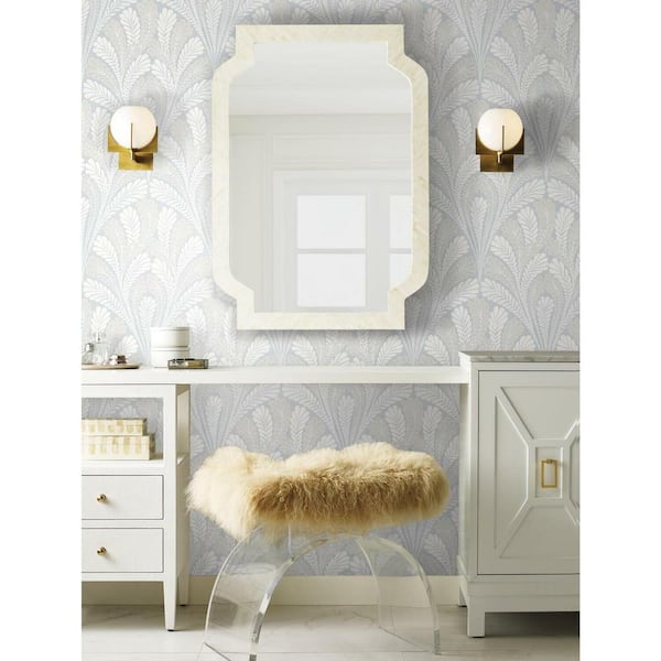56 sq ft. Blue Shell Damask Pre-Pasted Wallpaper