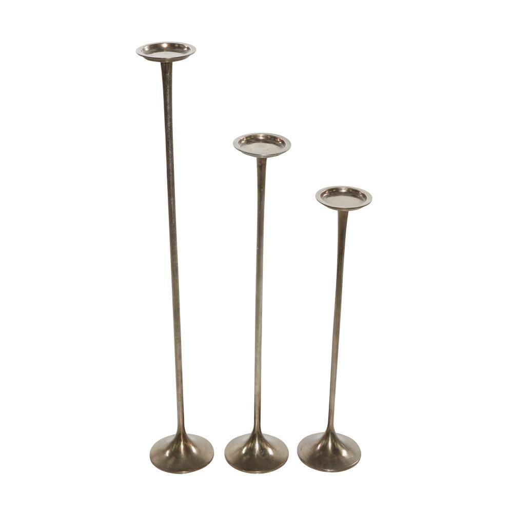 Set of 3 Black Tall Aluminum Candle Holders