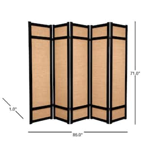 6 ft. Black 5-Panel Room Divider