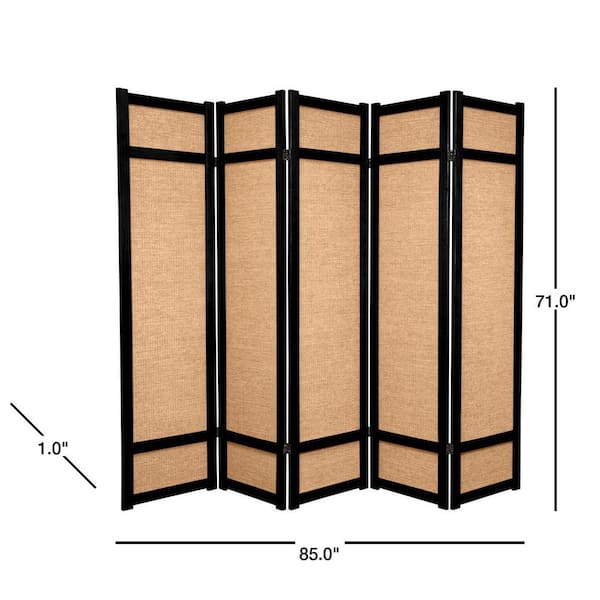 6 ft. Black 5-Panel Room Divider