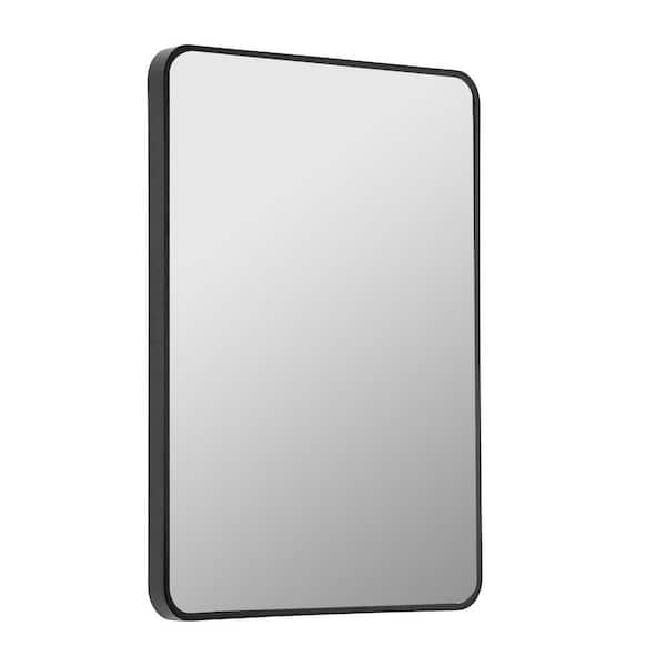  Minuover Wall Mount Mirror for Bathroom, Brush Black Metal  Framed Rounded Corner Rectangular Vanity Mirror (20 x 30, Black) : Home &  Kitchen