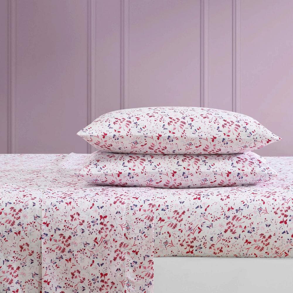 Mystic Garden Pink Floral King Microfiber Sheet Set