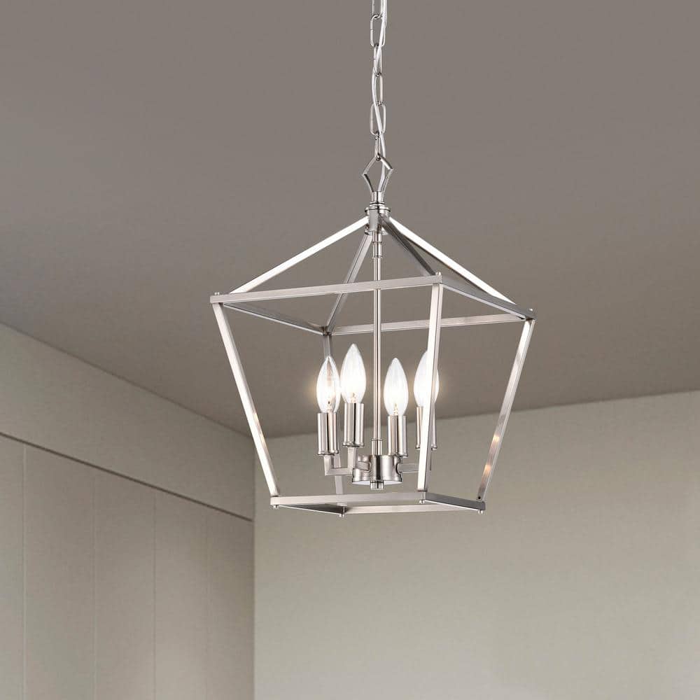 Modern Farmhouse 4-Light Brushed Nickel Lantern Pendant