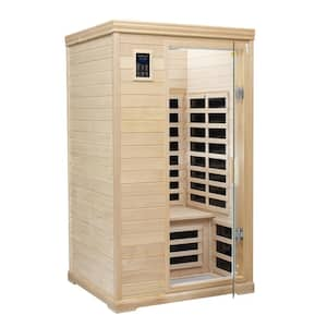 2-Person Hemlock Indoor Infrared Sauna with 9-Carbon Far Infrared Heaters, Colored Light and Drying Clothes Disinfection