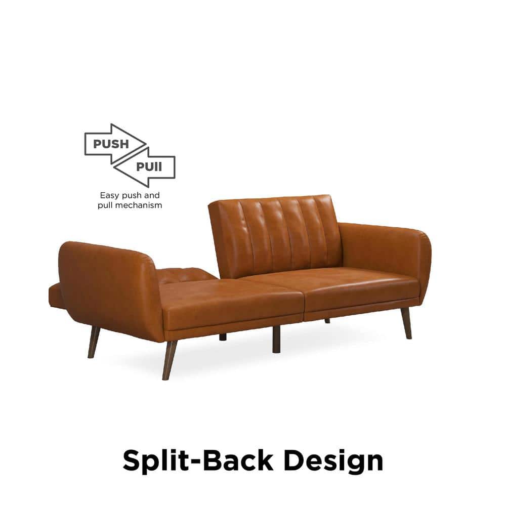 Brittany Camel Faux Leather Convertible Sleeper Sofa