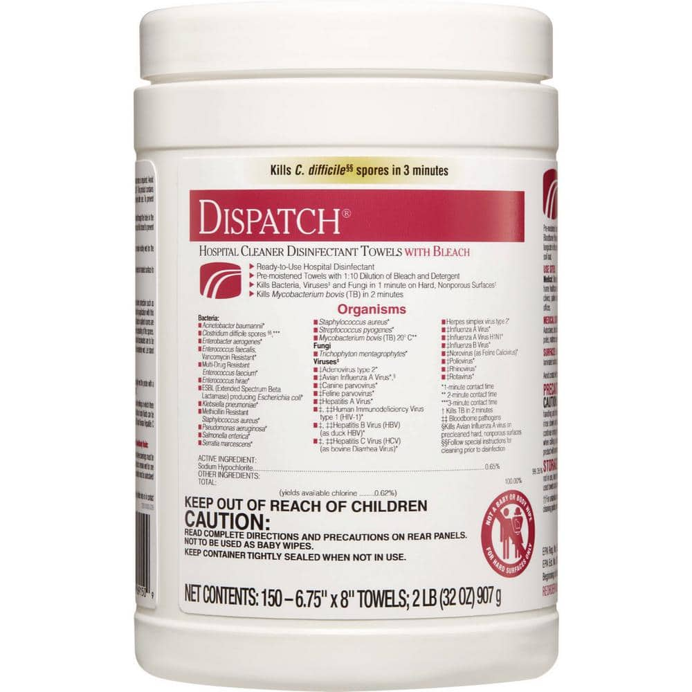 UPC 729969691509 product image for 6.75 in. x 8 in. 150-Count Dispatch Cleaner Disinfecting Wipes, Can | upcitemdb.com