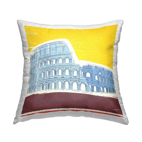 Stupell Industries Yellow Colosseum Landmark Yellow Square Outdoor Throw Pillow
