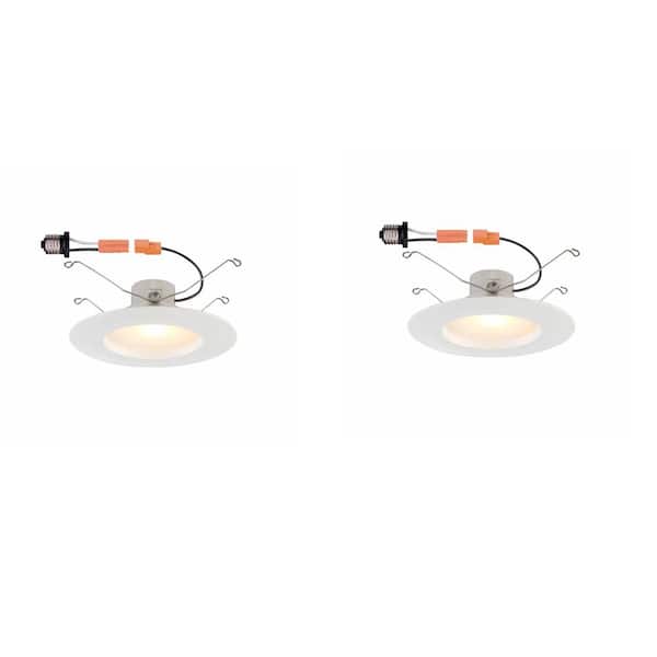 Commercial Electric 6 in. White Integrated LED Recessed Trim (2-Pack)