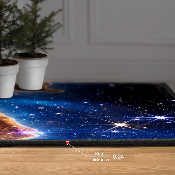 Multi-Colored 8 ft. x 10 ft. The James Webb Space Telescope Washable Art Area Rug