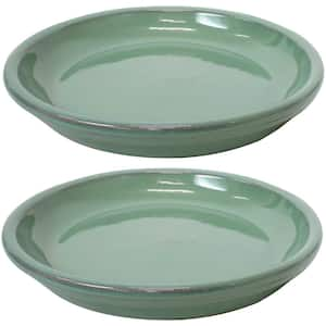 9.75 in. Seafoam Ceramic Planter Saucer (Set of 2)