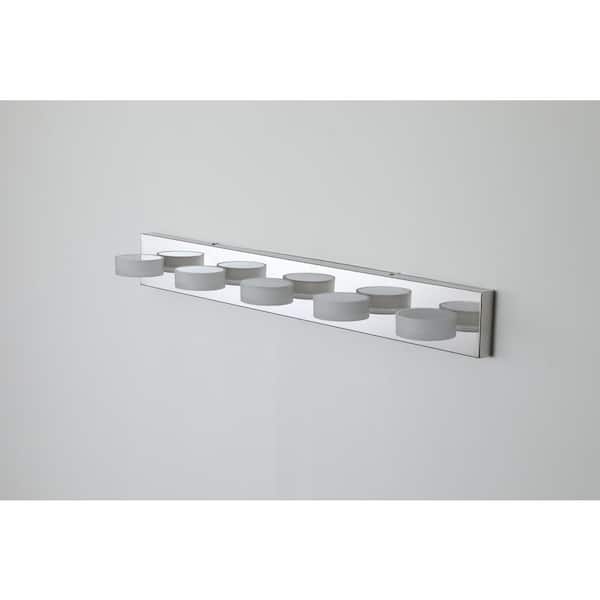 37 in. Chrome 5-Light Modern LED Vanity Light Bar Bath Wall Lighting Fixtures