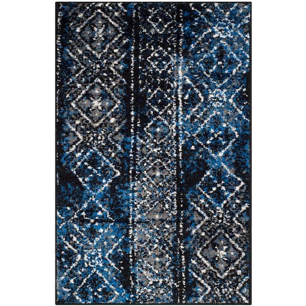 SAFAVIEH Adirondack Blue/Black Doormat 3 ft. x 4 ft. Border Area Rug