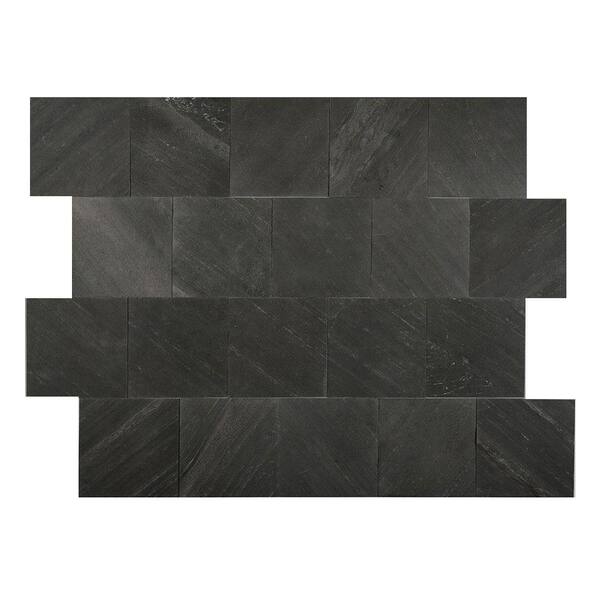 FastStone+ Black Line 6 in. x 6 in. Slate Peel and Stick Wall Tile (5 sq. ft. / pack)