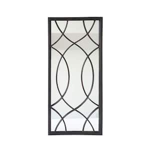27.75 in. x 12.75 in. Modern Farmhouse Rectangle Metal Framed Antique Black Windowpane Accent Wall Mirror