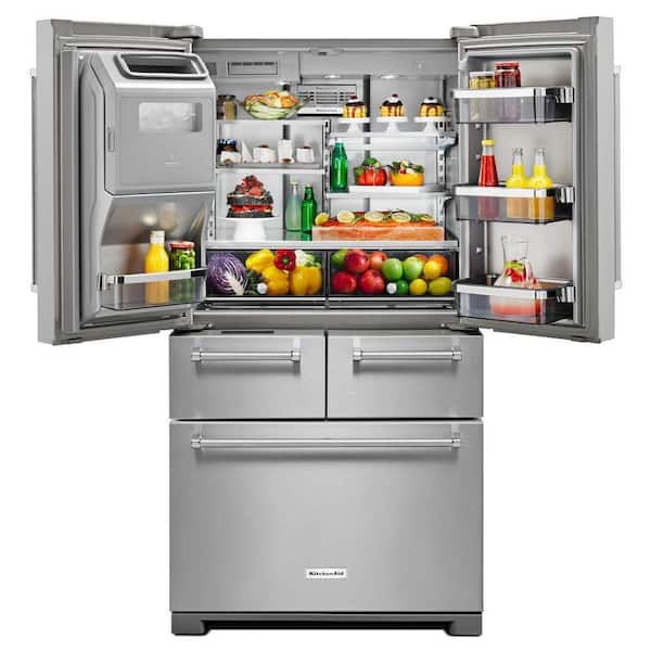 LG 33 in. 24.2 cu. ft. Smart French Door Refrigerator with External Ice &  Water Dispenser - Stainless Steel