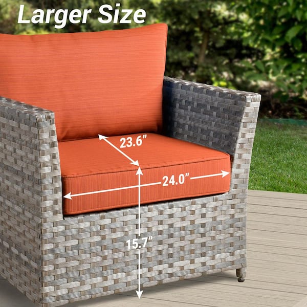 XIZZI Jasmine 12-Piece Wicker Outdoor Sectional Set with Orange