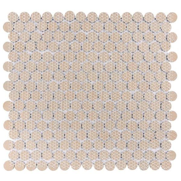 Merola Tile - Hudson Penny Round Matte Black 12 in. x 12-5/8 in. Porcelain Mosaic Tile (10.7 sq. ft./Case)