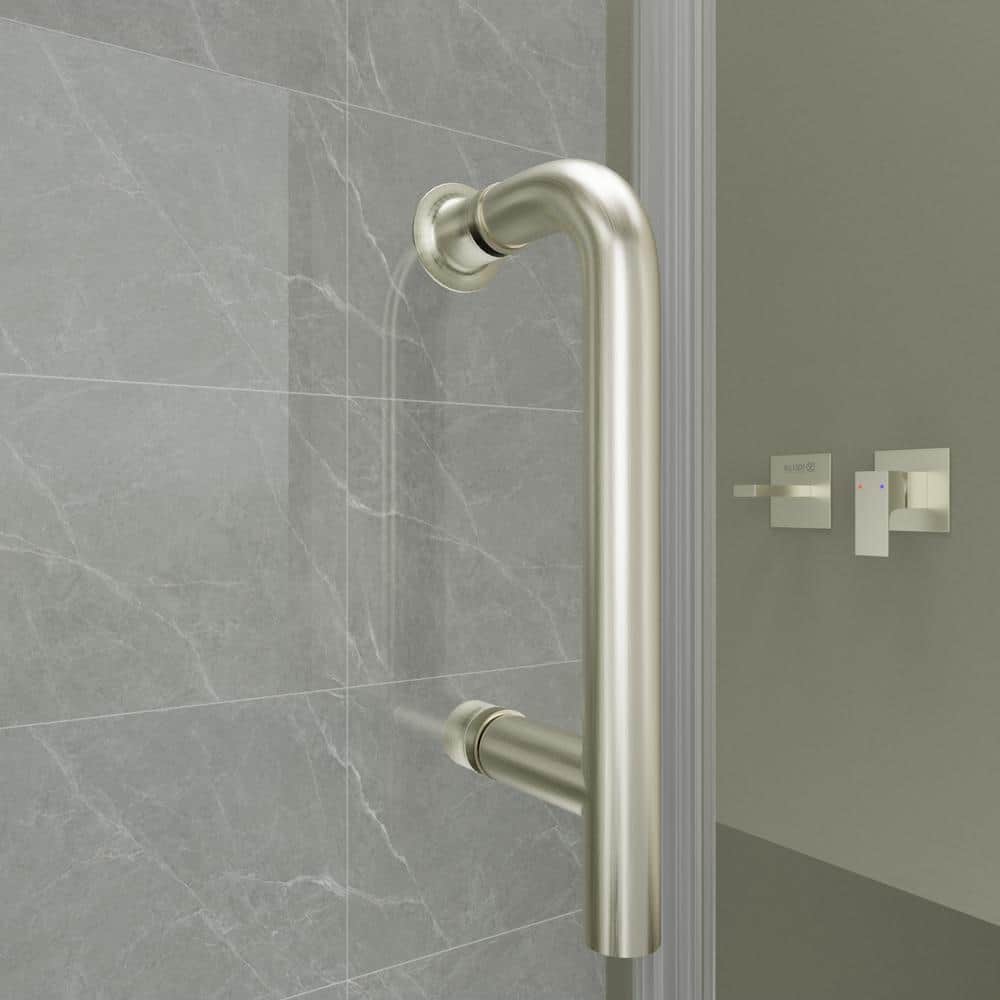 60" Brushed Nickel Semi-Frameless Pivot Shower Door with Clear Glass