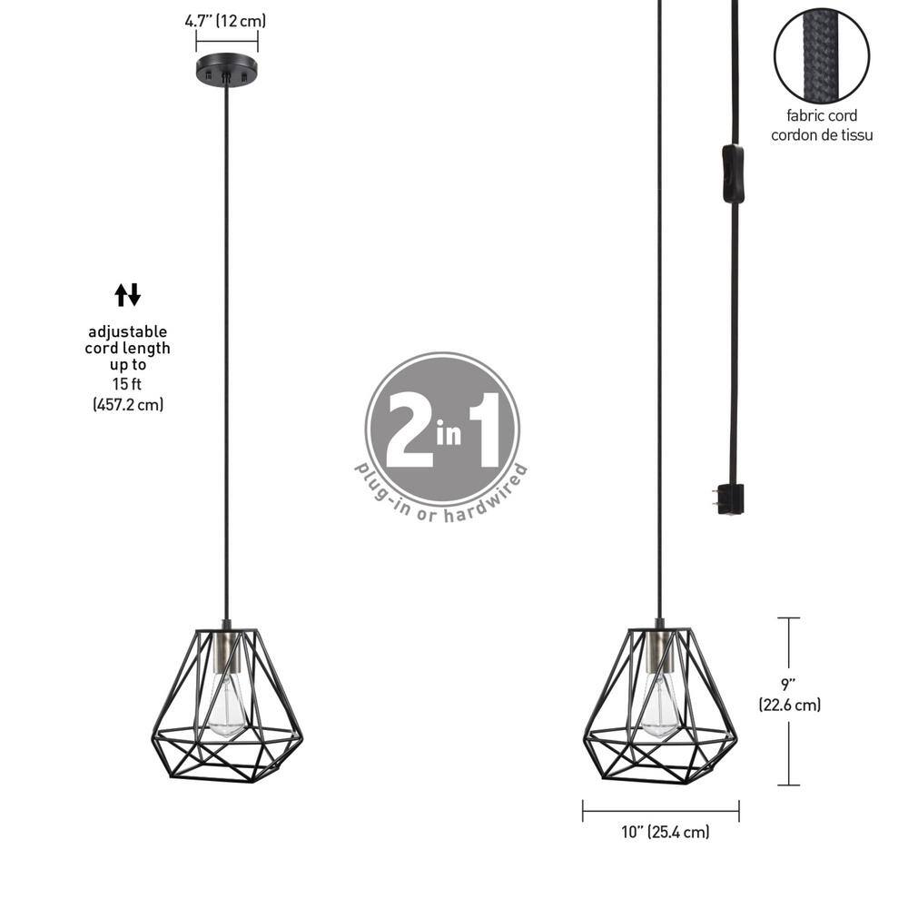Sansa Dark Bronze Geometric Cage Pendant Light