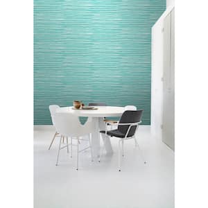 Cabana Turquoise Faux Grasscloth Paper Strippable Wallpaper (Covers 56.4 sq. ft.)