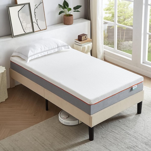 VECELO Twin Size White Mattress, Pressure Relief Medium Firm Feel Memory Foam 7.9 in. Bed-in-a-Box Mattress