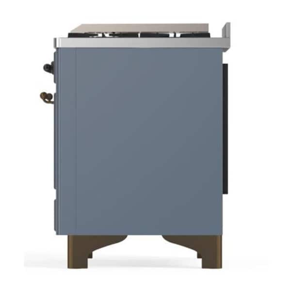 Majestic II 40 in. Double Oven Dual Fuel Range with 6 Sealed Burners, Glass Door, Burnished Trim in Blue Grey