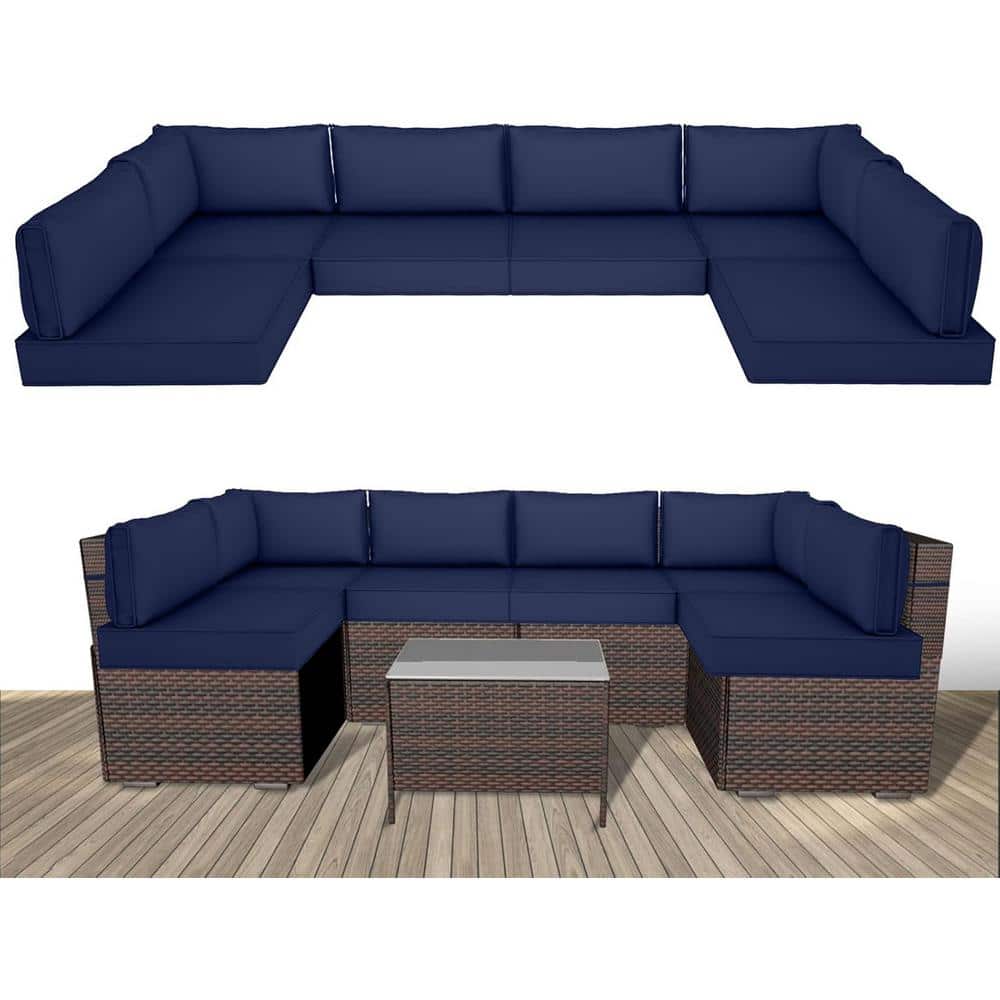 Waterproof Outdoor Replacement Cushions, 14-Piece UV-Protection Patio Secti