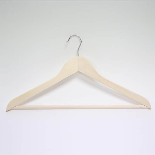 100x Closet Clothes Solid White Wooden Coat Dress Cut Notches Flocking  Hangers
