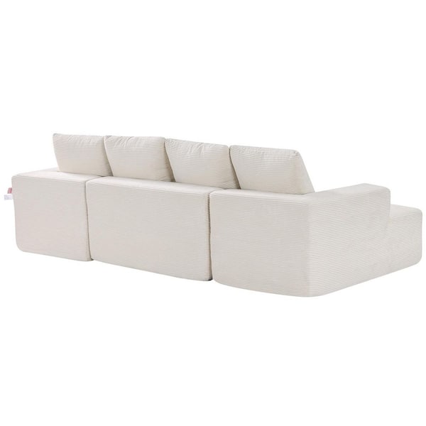 VEVOR Modular Sectional Sofa, U Shaped Modular Sofa with Chaise, Cloud Sectional Couch with High Sponge Density Plastic White