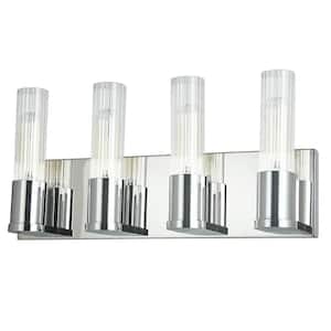 Tube 17.25 in. 4 Light Polished Chrome Vanity Light with Clear Glass Shade