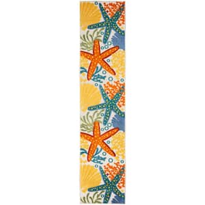 Aloha Multicolor 2 ft. x 12 ft. Kitchen Runner Nautical Contemporary Indoor/Outdoor Patio Area Rug