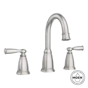 Banbury 8 in. Widespread Double Handle High-Arc Bathroom Faucet in Spot Resist Brushed Nickel (Valve Included)