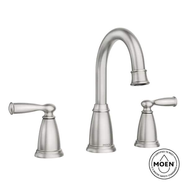 Banbury 8 in. Widespread Double Handle High-Arc Bathroom Faucet in Spot Resist Brushed Nickel (Valve Included)