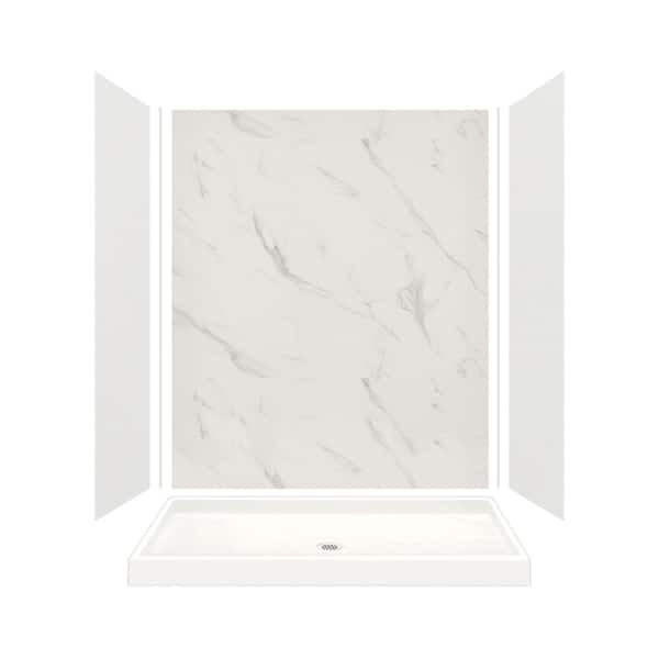 Transolid Expressions 32 in. x 60 in. x 72 in. Shower Kit with Center Drain in Grey/Bianca