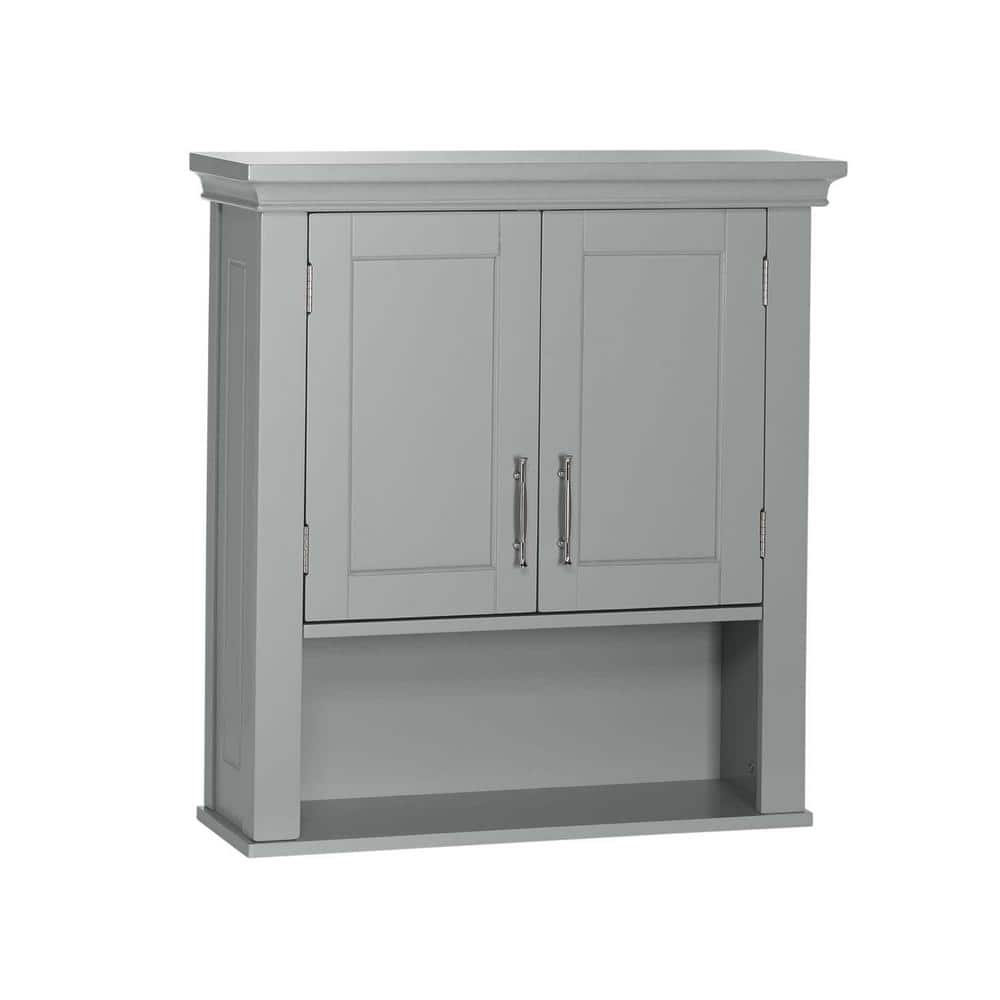 22.8 in. W x 7.9 in. D x 24.5 in. H Bathroom Storage Wall Cabinet in Gray w