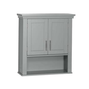 22.8 in. W x 7.9 in. D x 24.5 in. H Bathroom Storage Wall Cabinet in Gray with 1 Open Shelf and 2 Interior Shelves