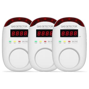 Combustible Natural Gas Detector with High Volume Alarm,Plug-In LCD Digital Display for Propane, Methane,LPG (3-Packs)